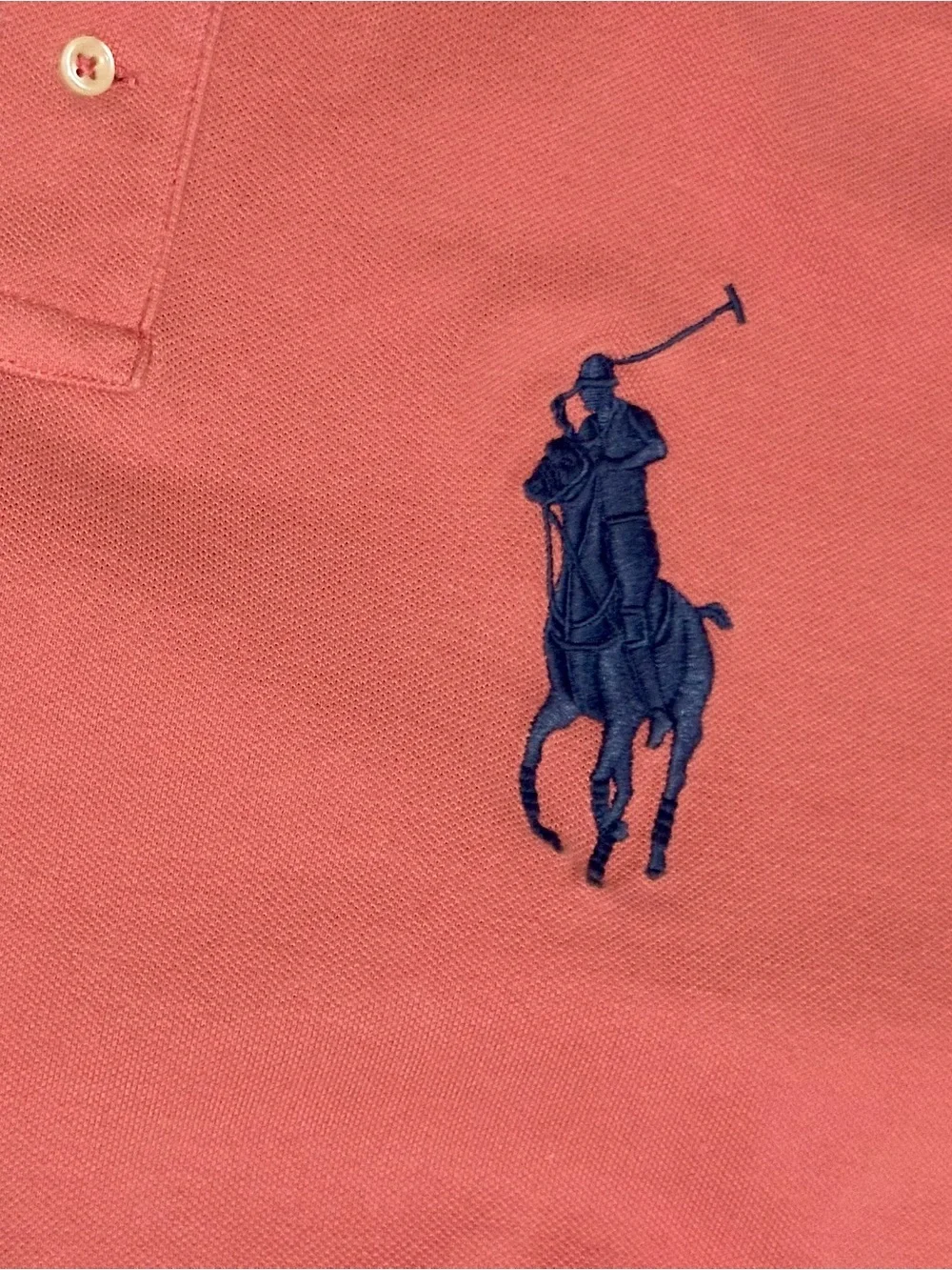 Ralph Lauren Coral Polo with Navy Pony Logo custom slim fit